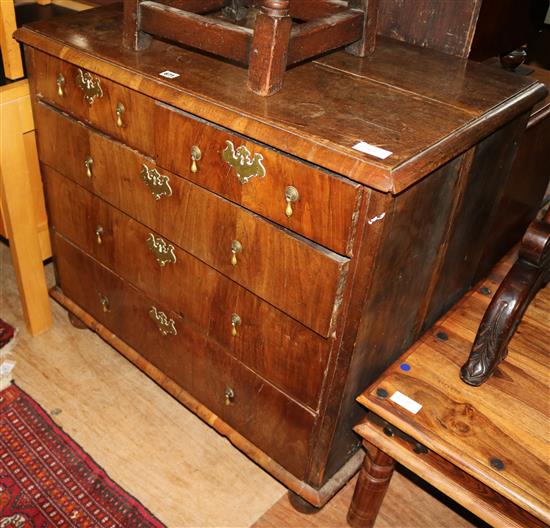 Walnut and oak chest of drawers